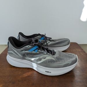 Saucony Men's Ride 15 Running Shoe - ALLOY/TOPAZ - Size 12.5